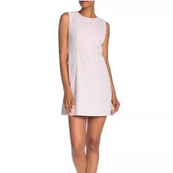 Milly Slim Shift Pinstripe Italian Fabric Seersucker Dress in Pink- NEW - Size 6 - Picture 1 of 10